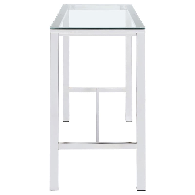 Maklaine Contemporary Rectangular Glass Top Pub Table in Clear