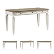 Maklaine Engineered Wood Computer Desk w/ USB Ports in White