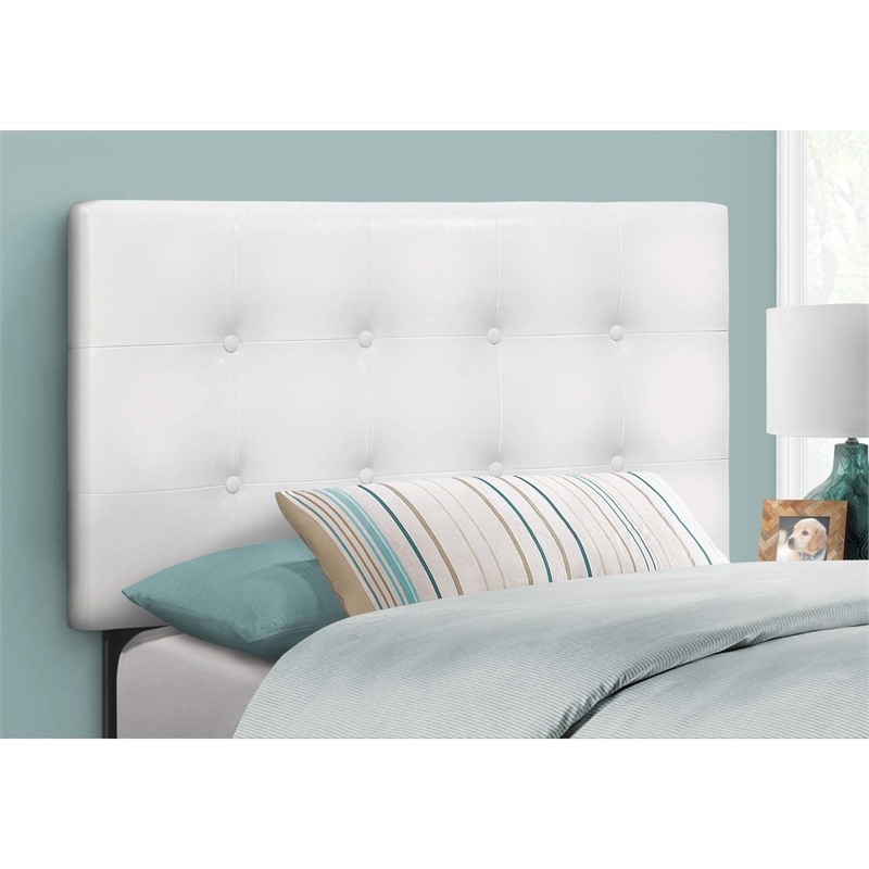 Maklaine Bed Headboard Only Twin Size Bedroom Upholstered Pu Leather - White