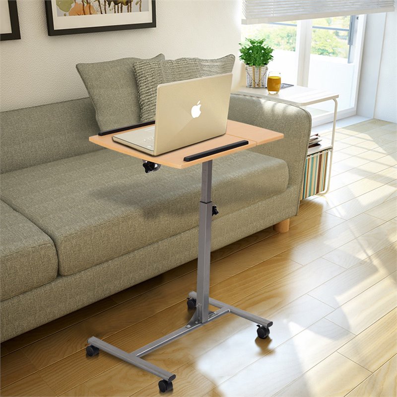 Maklaine Contemporary Iron and MDF Adjustable Laptop Table in Gray