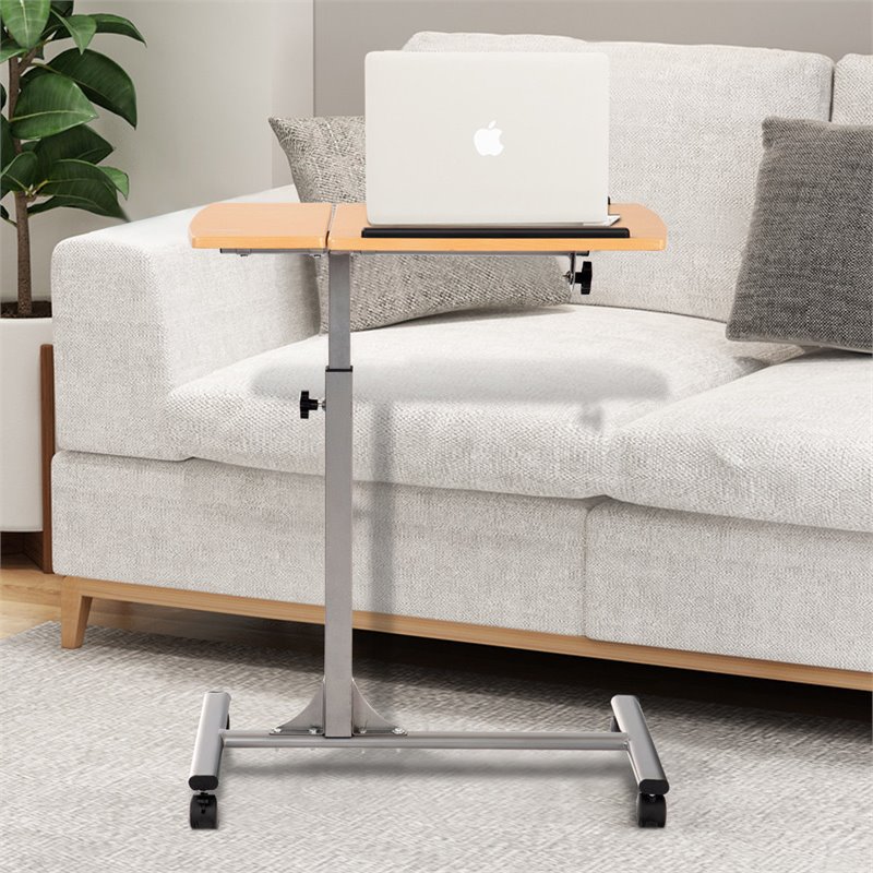 Maklaine Contemporary Iron and MDF Adjustable Laptop Table in Gray