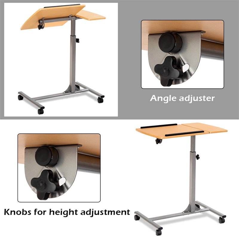 Maklaine Contemporary Iron and MDF Adjustable Laptop Table in Gray