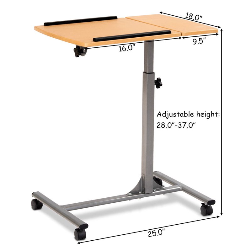 Maklaine Contemporary Iron and MDF Adjustable Laptop Table in Gray
