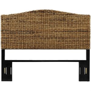 Maklaine Coastal Wood Queen Banana Leaf Panel Headboard in Brown