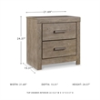 Maklaine Contemporary Engineered Wood 2-Drawer Night Stand-Gray