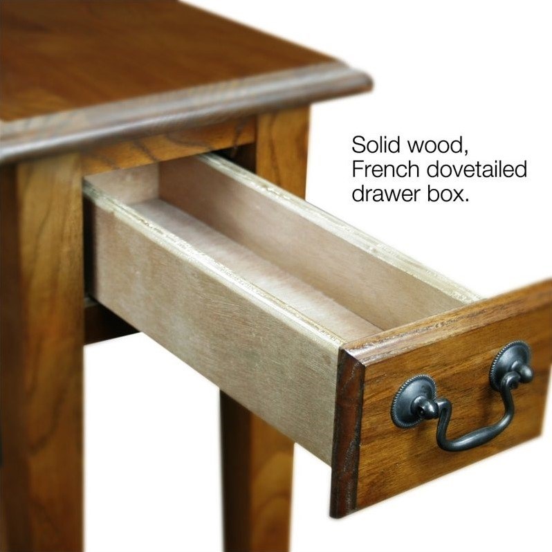 Maklaine Transitional Chairside Wood End Table in Medium Oak Finish