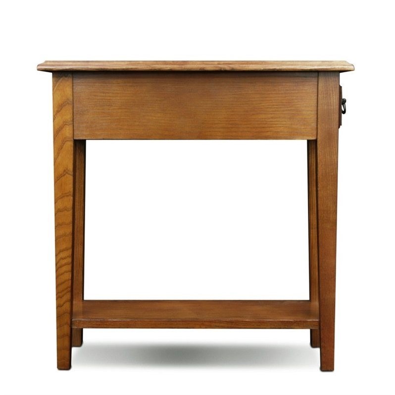 Maklaine Transitional Chairside Wood End Table in Medium Oak Finish