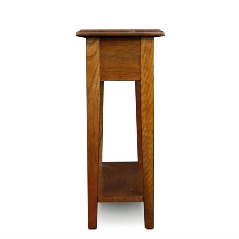 Maklaine Transitional Chairside Wood End Table in Medium Oak Finish