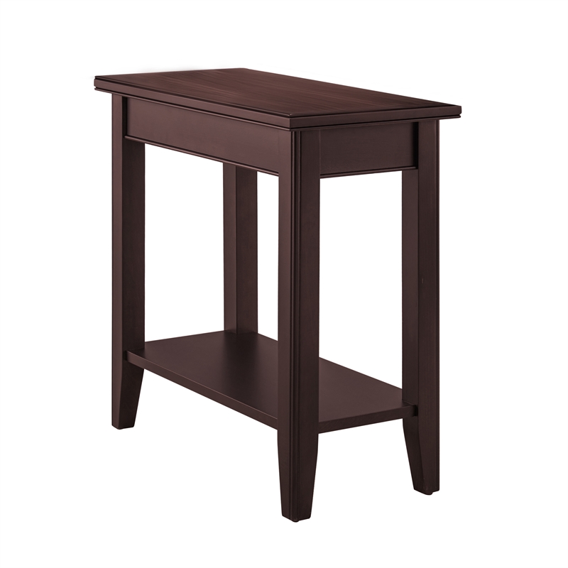 Maklaine Solid Wood Rectangular End Table in Chocolate Cherry