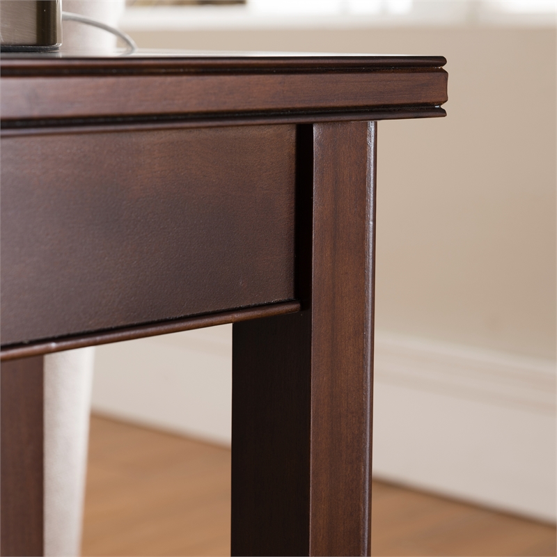 Maklaine Solid Wood Rectangular End Table in Chocolate Cherry