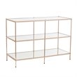 Maklaine Modern / Contemporary Glass Top Console Table in Gold