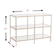 Maklaine Modern / Contemporary Glass Top Console Table in Gold
