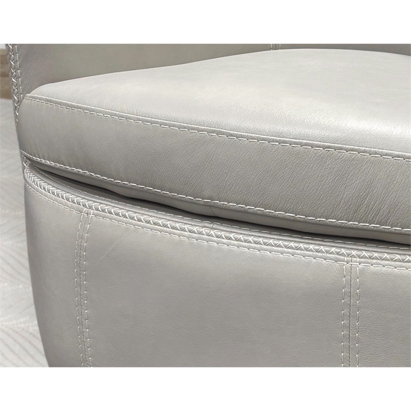 Maklaine Steamboat Ice All Italian Leather Swivel Club Chair