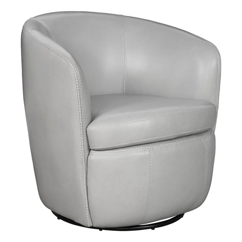 Maklaine Steamboat Ice All Italian Leather Swivel Club Chair
