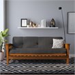 Maklaine 8 Inch Full High Density Polyester Fill Futon Mattress in Gray