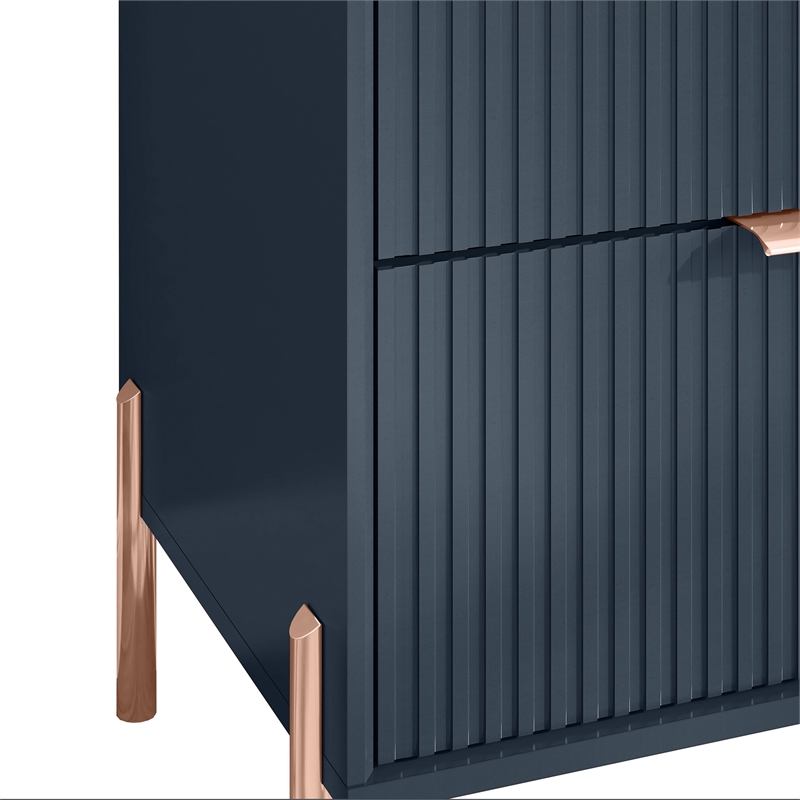 Maklaine Modern 2-Drawer Nightstand Bedside Table End Table Furniture - Navy