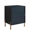 Maklaine Modern 2-Drawer Nightstand Bedside Table End Table Furniture - Navy