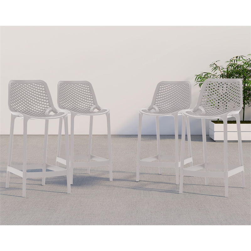 Maklaine Modern / Contemporary Gray Outdoor Patio Stool (Set of 4)