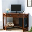 Maklaine Wood Modern / Contemporary Corner Computer Desk in Oak