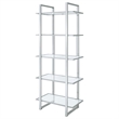 Maklaine Contemporary Rectangular Metal Bookcase with 5-Shelf in Chrome