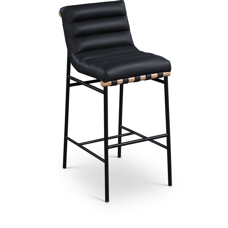 Maklaine Modern / Contemporary Black Vegan Faux Leather Bar Stool
