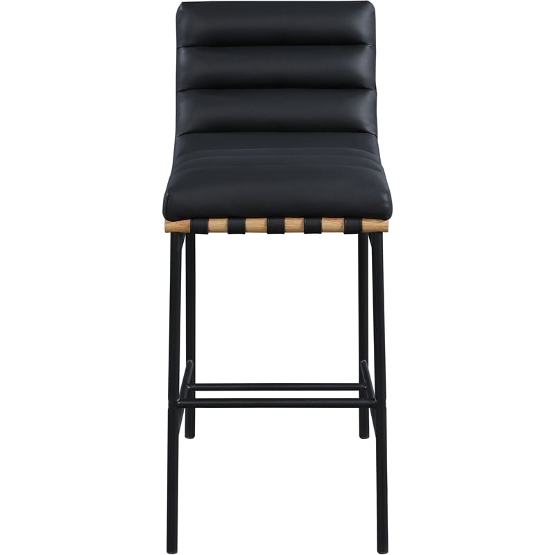Maklaine Modern / Contemporary Black Vegan Faux Leather Bar Stool