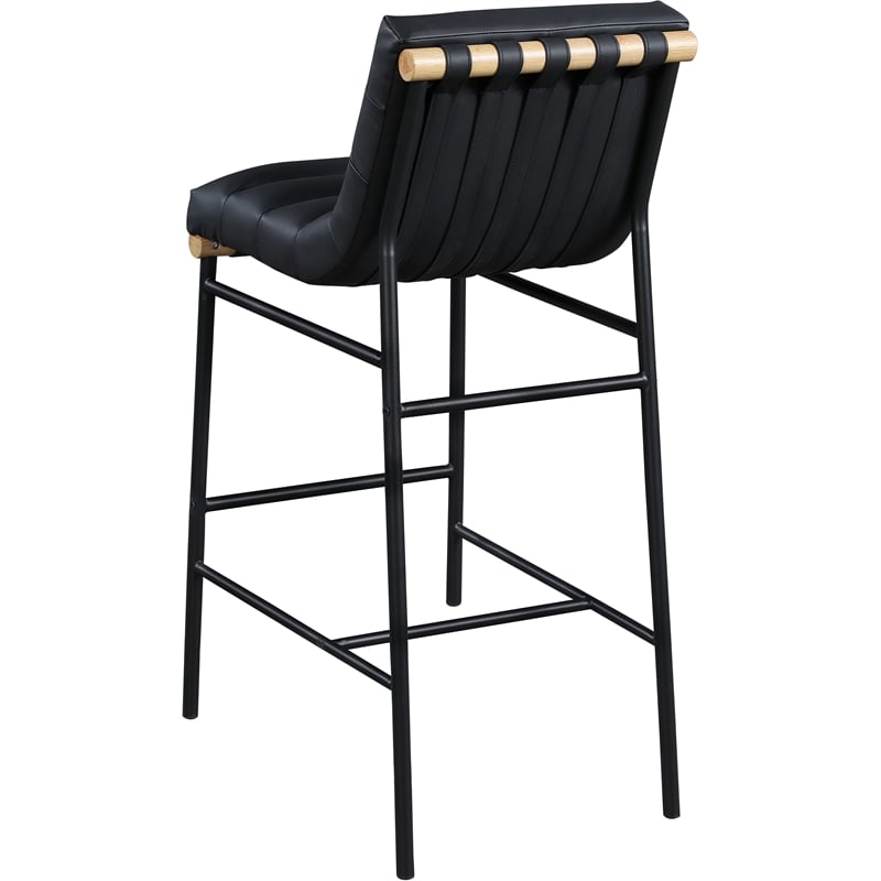 Maklaine Modern / Contemporary Black Vegan Faux Leather Bar Stool