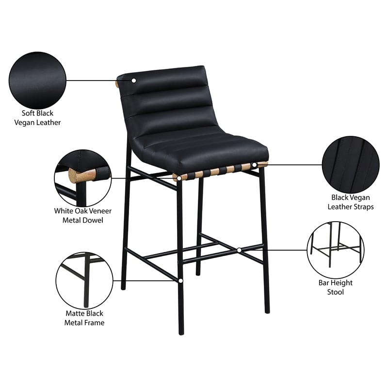 Maklaine Modern / Contemporary Black Vegan Faux Leather Bar Stool