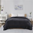 Maklaine Polyester Solid Microlight Plush Oversized Blanket in Black