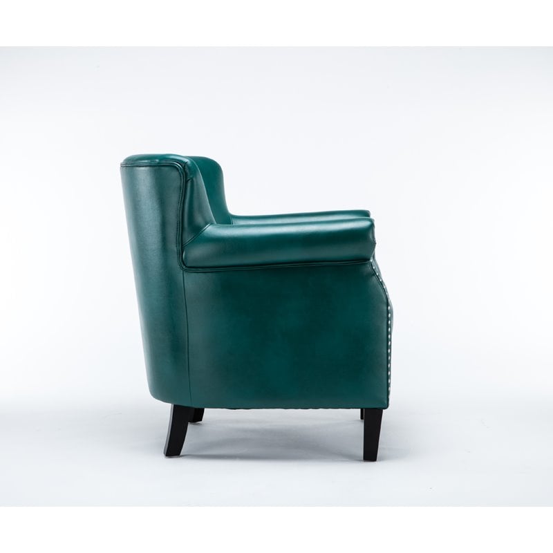 Maklaine Transitional Teal Green Faux Leather Club Accent Chair