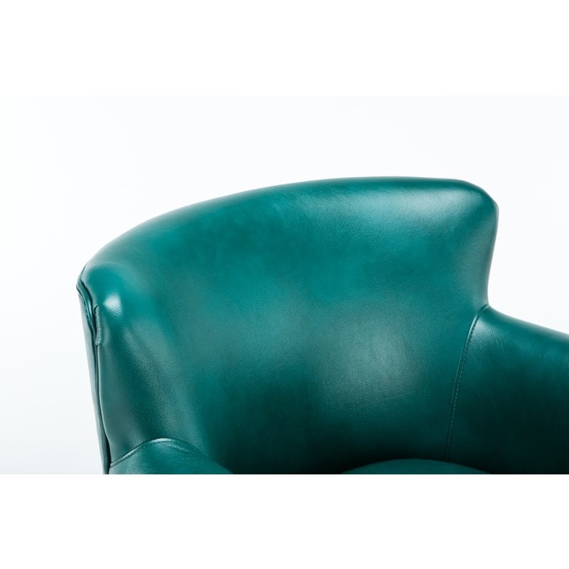 Maklaine Transitional Teal Green Faux Leather Club Accent Chair