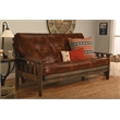 Maklaine Full-size Faux Leather Futon in Brown-Frame Not Included