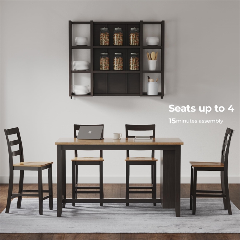 Maklaine Wood Farmhouse Light Brown Counter Height Dining Table
