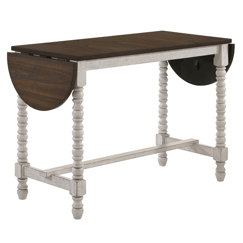 Maklaine Transitional Wood Counter Height Table With Drop Leaf in Walnut