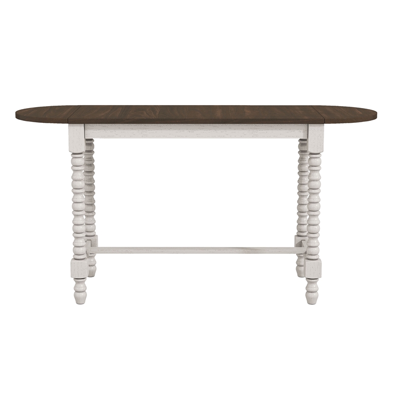 Maklaine Transitional Wood Counter Height Table With Drop Leaf in Walnut