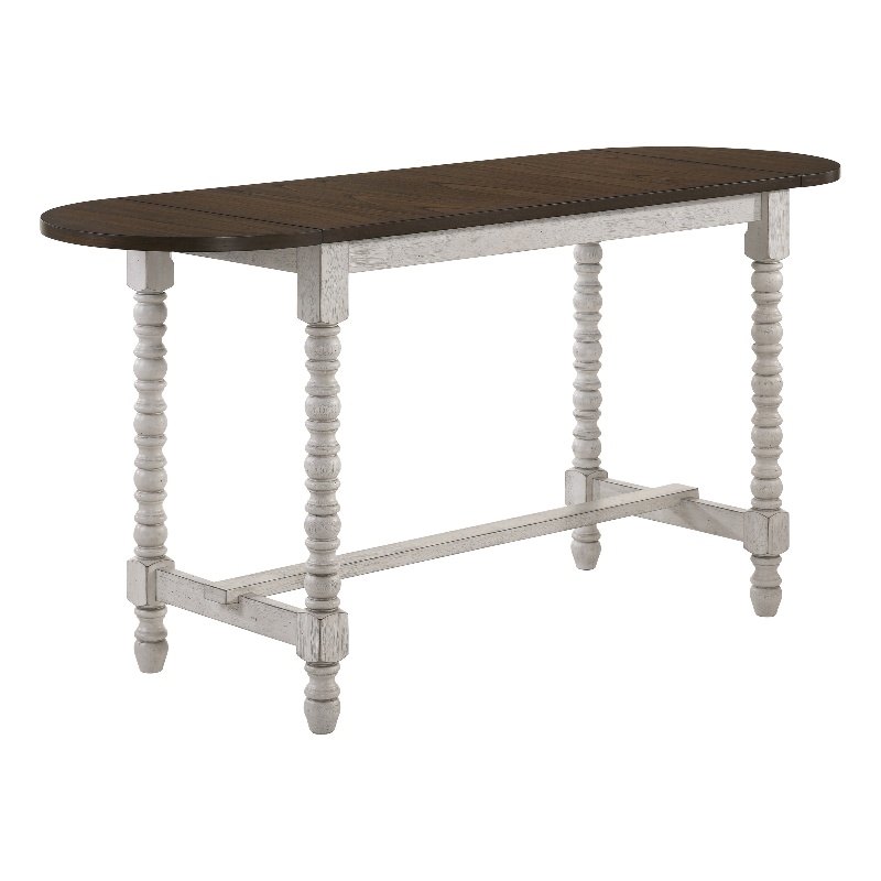 Maklaine Transitional Wood Counter Height Table With Drop Leaf in Walnut