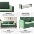 Maklaine Mid-Century Tufted Transitional Futon in Light Green Velvet