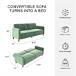 Maklaine Mid-Century Tufted Transitional Futon in Light Green Velvet
