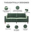 Maklaine Mid-Century Tufted Transitional Futon in Light Green Velvet
