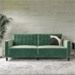 Maklaine Mid-Century Tufted Transitional Futon in Light Green Velvet