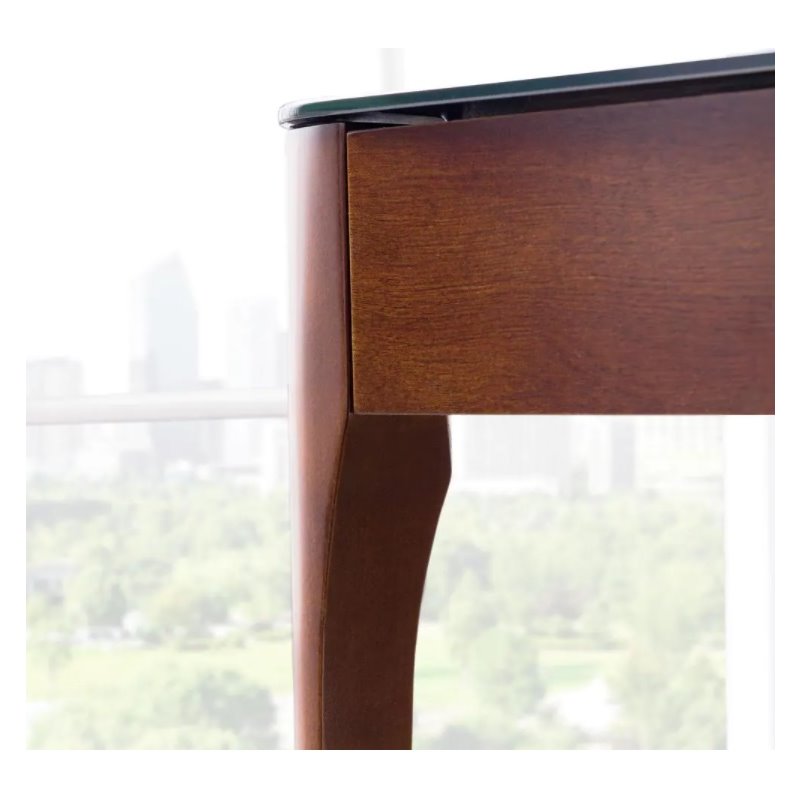 Maklaine Transitional Glass Top Wood End Table in Chestnut Oak