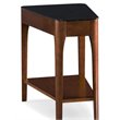 Maklaine Transitional Glass Top Wood End Table in Chestnut Oak