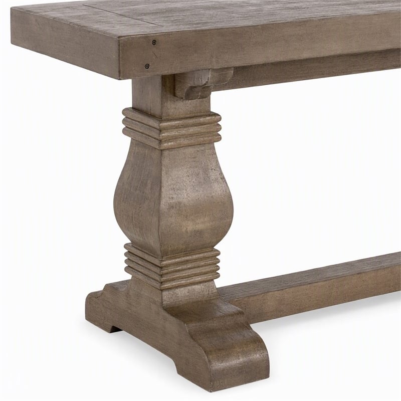 Maklaine Reclaimed Pine Wood Weathered Brown Bench Rectangular Hand Carved 83