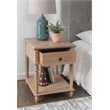 Maklaine Side Table with Drawer and Shelf in Rustic Natural Brown Wood