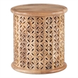 Maklaine Transitional Wood Hand Carved Side Table in Natural
