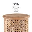 Maklaine Transitional Wood Hand Carved Side Table in Natural