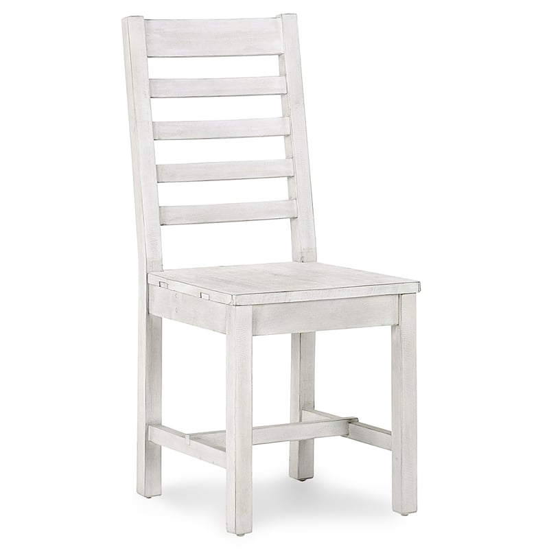 Maklaine Reclaimed Pine Nordic Ivory Dining Chair Ladder Back 39.75