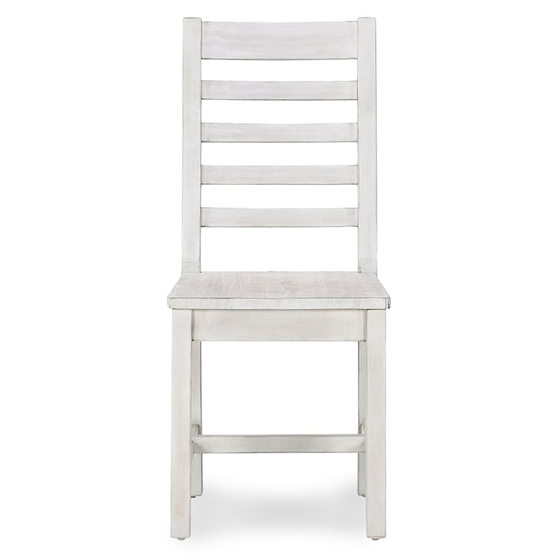 Maklaine Reclaimed Pine Nordic Ivory Dining Chair Ladder Back 39.75