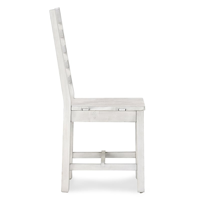 Maklaine Reclaimed Pine Nordic Ivory Dining Chair Ladder Back 39.75