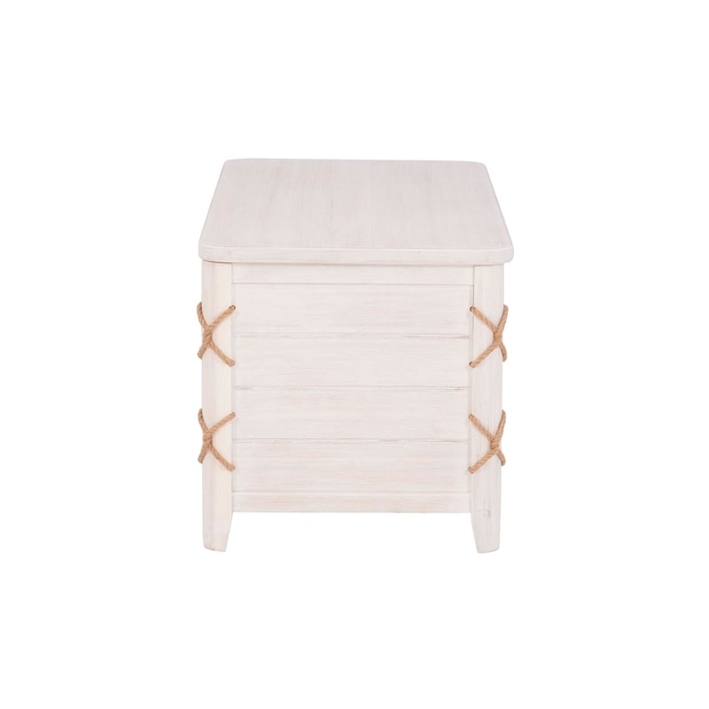 Maklaine Cedar Lined Storage Chest with Rope Detail in White Distressed Wood